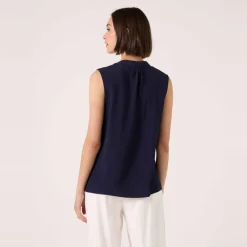 Chemise détail jour échelle bleu en viscose