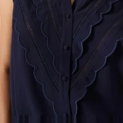 Chemise détail jour échelle bleu en viscose