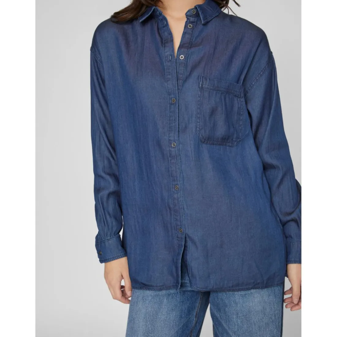 Chemise en denim oversize bleu foncé