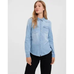 Chemise en denim Slim Fit Col chemise Manches longues bleu Pax