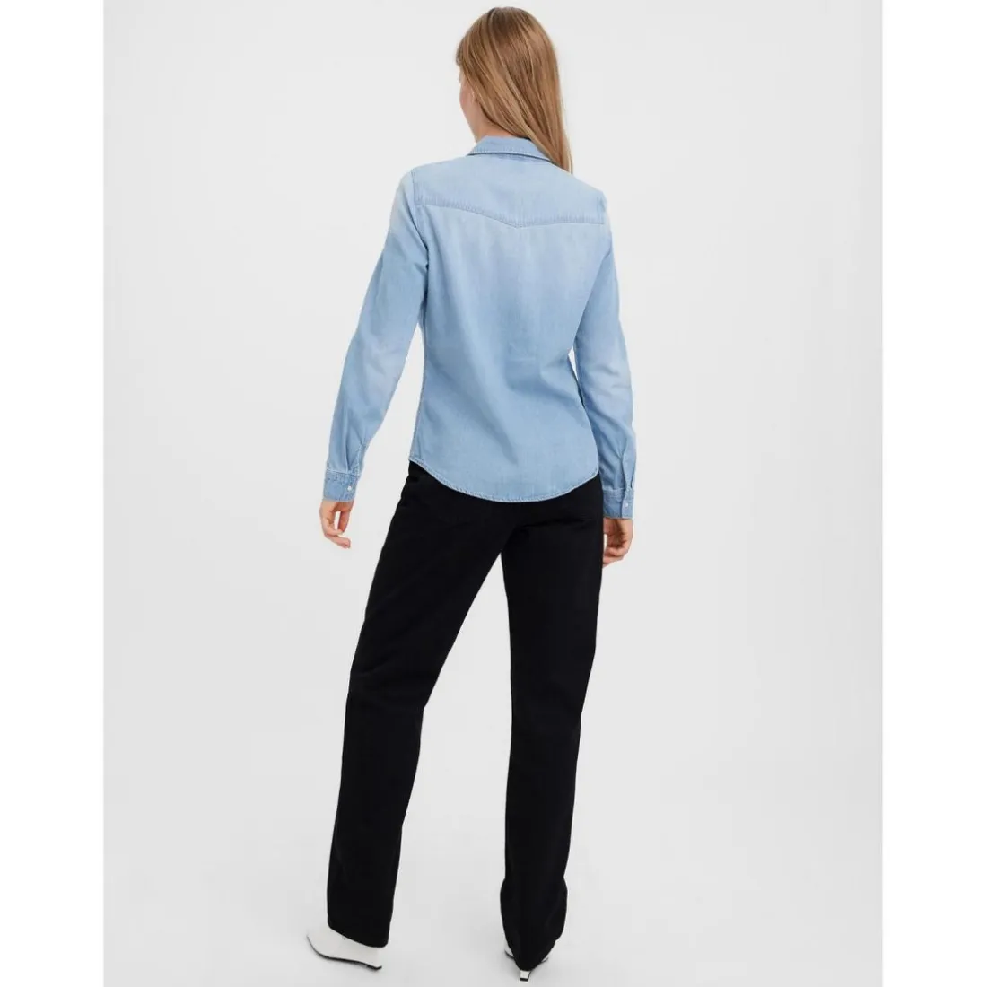 Chemise en denim Slim Fit Col chemise Manches longues bleu Pax