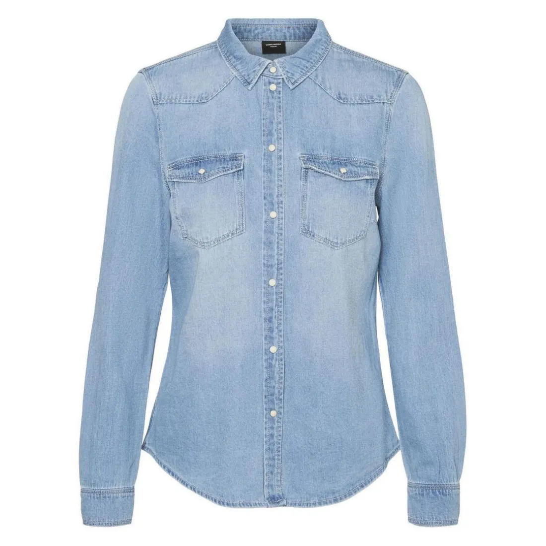 Chemise en denim Slim Fit Col chemise Manches longues bleu Pax