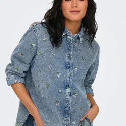 Chemise en jean bleu denim Lina