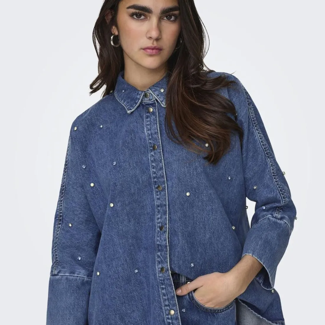Chemise en jean oversize Grace bleu en coton Lina