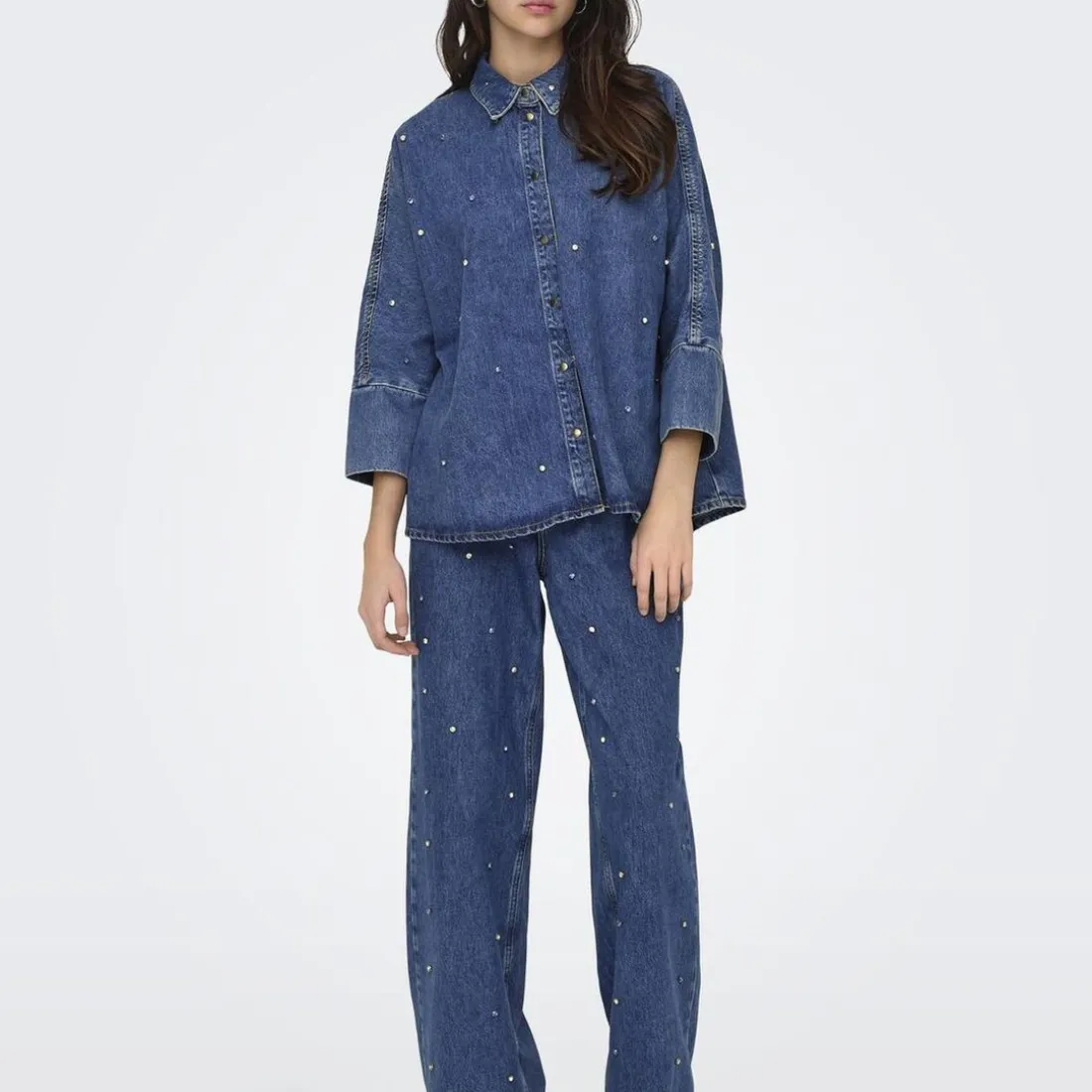 Chemise en jean oversize Grace bleu en coton Lina