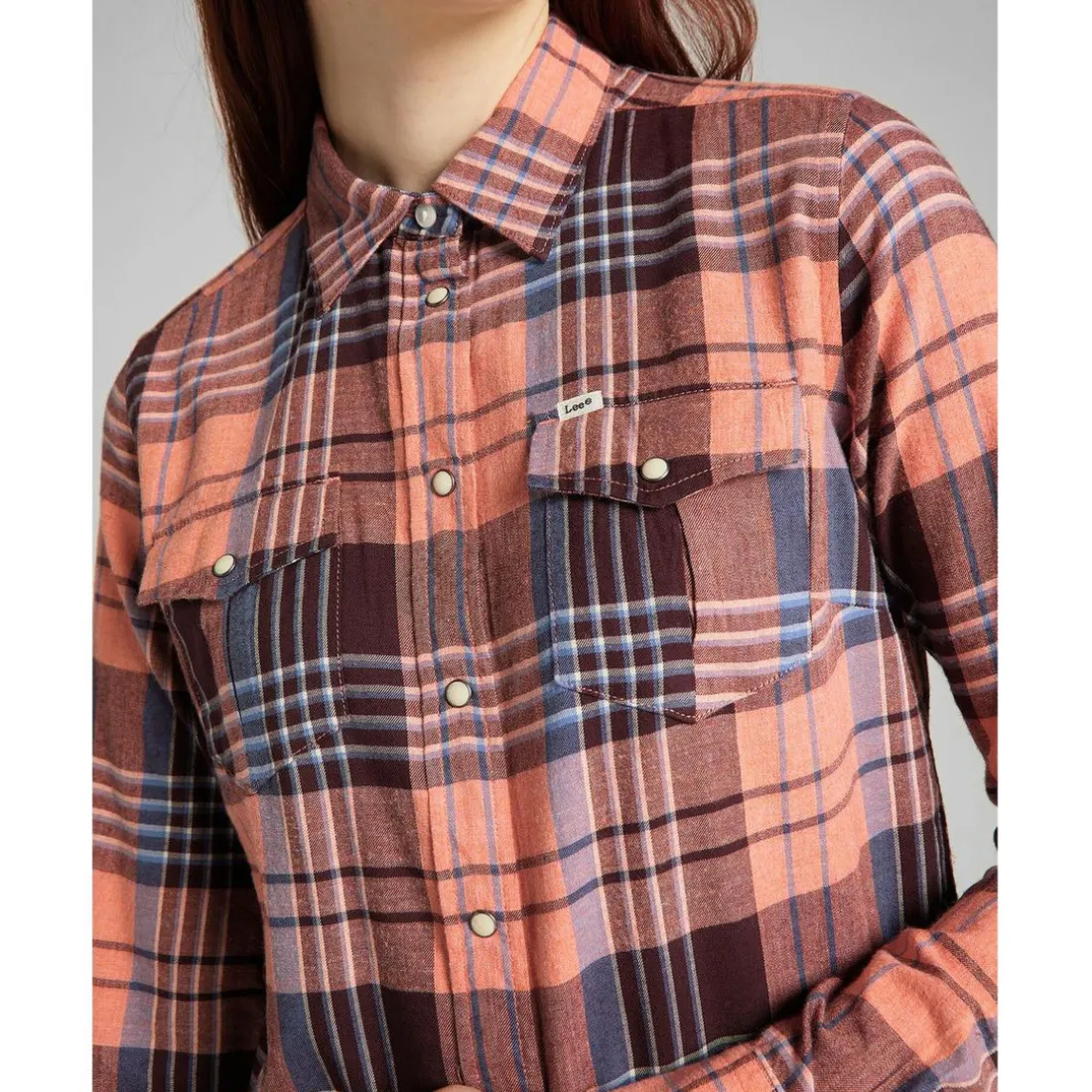 Chemise Femme Regular Western Shirt orange en coton