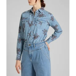 Chemise Femme Regular Western Shirt bleu ciel en coton