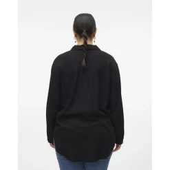 Chemise fermeture par bouton col chemise manches longues noir en viscose Sloan