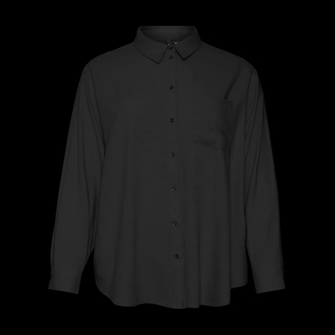 Chemise fermeture par bouton col chemise manches longues noir en viscose Sloan