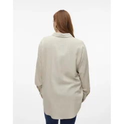 Chemise fermeture par bouton col chemise manches longues gris en viscose Vivi