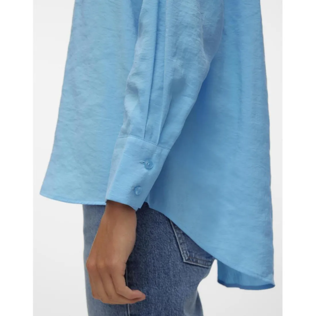 Chemise fermeture par bouton poignets boutonnés col chemise manches longues bleu Wren en coton