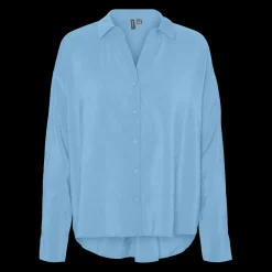 Chemise fermeture par bouton poignets boutonnés col chemise manches longues bleu Wren en coton