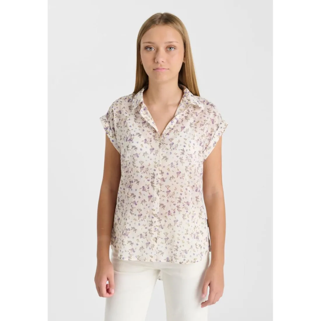 Chemise fille SAPHOGI blanc en coton Agnes
