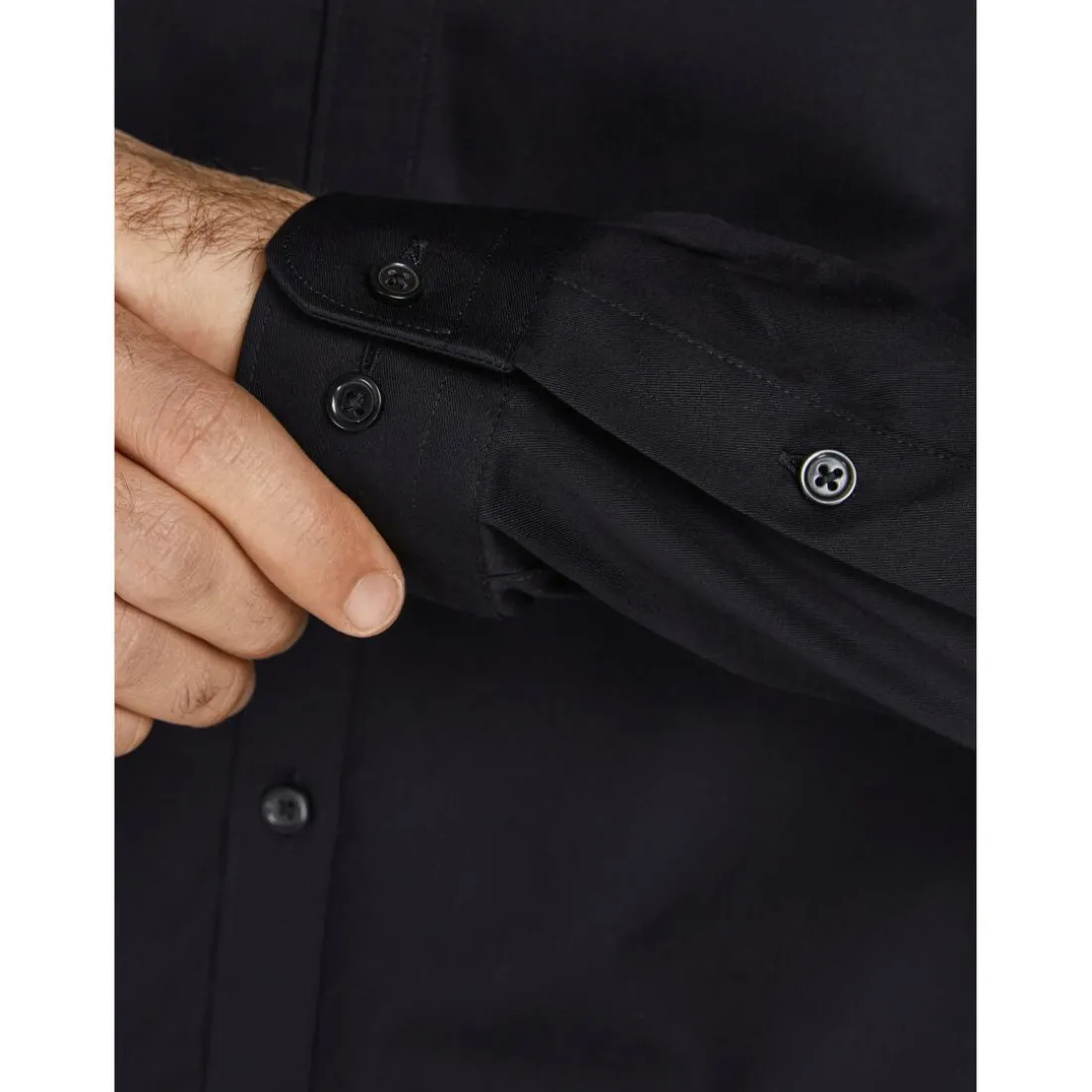 Chemise habillée Slim Fit Col chemise Manches longues Noir en coton