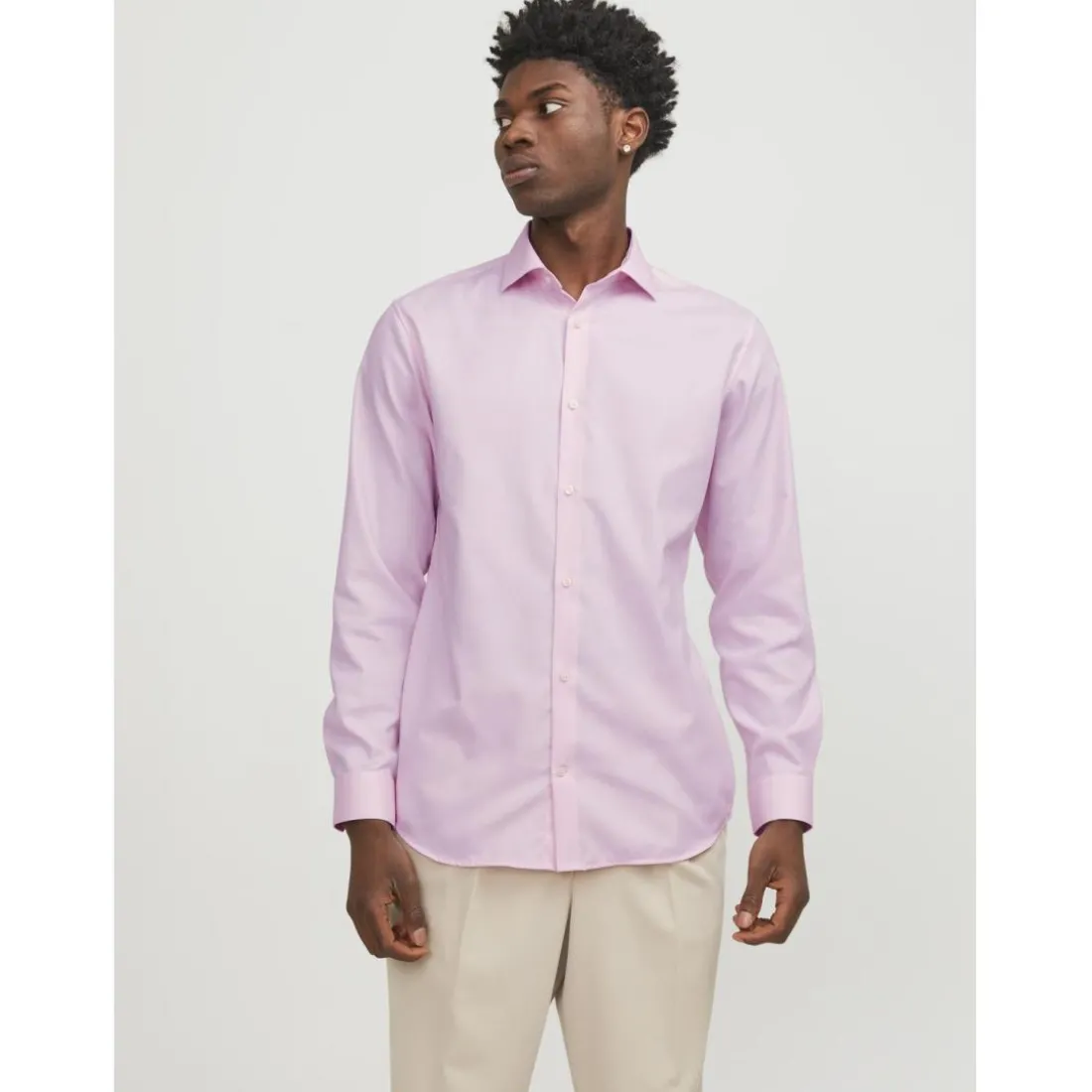 Chemise homme rose clair en coton