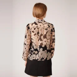 Chemise imprimée manches longues noir