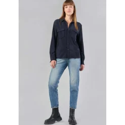 Chemise Kelya bleu nuit irisé en nylon