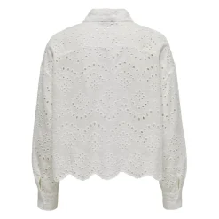 Chemise loose fit col chemise épaules tombantes manches longues blanc en coton Rose
