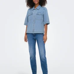 Chemise manche courte en Jean ONLBELLE - Bleu Clair Kaye