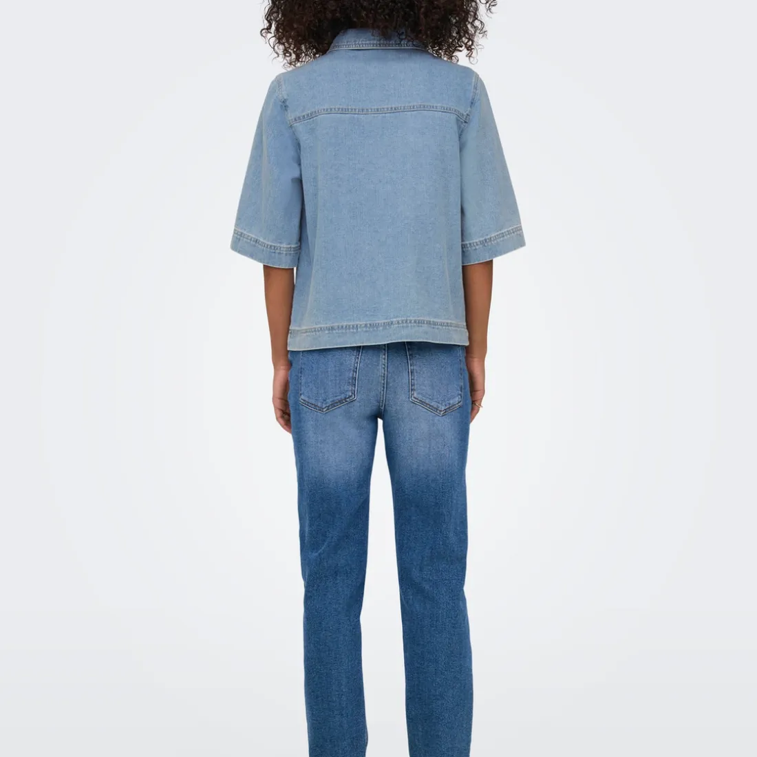 Chemise manche courte en Jean ONLBELLE - Bleu Clair Kaye