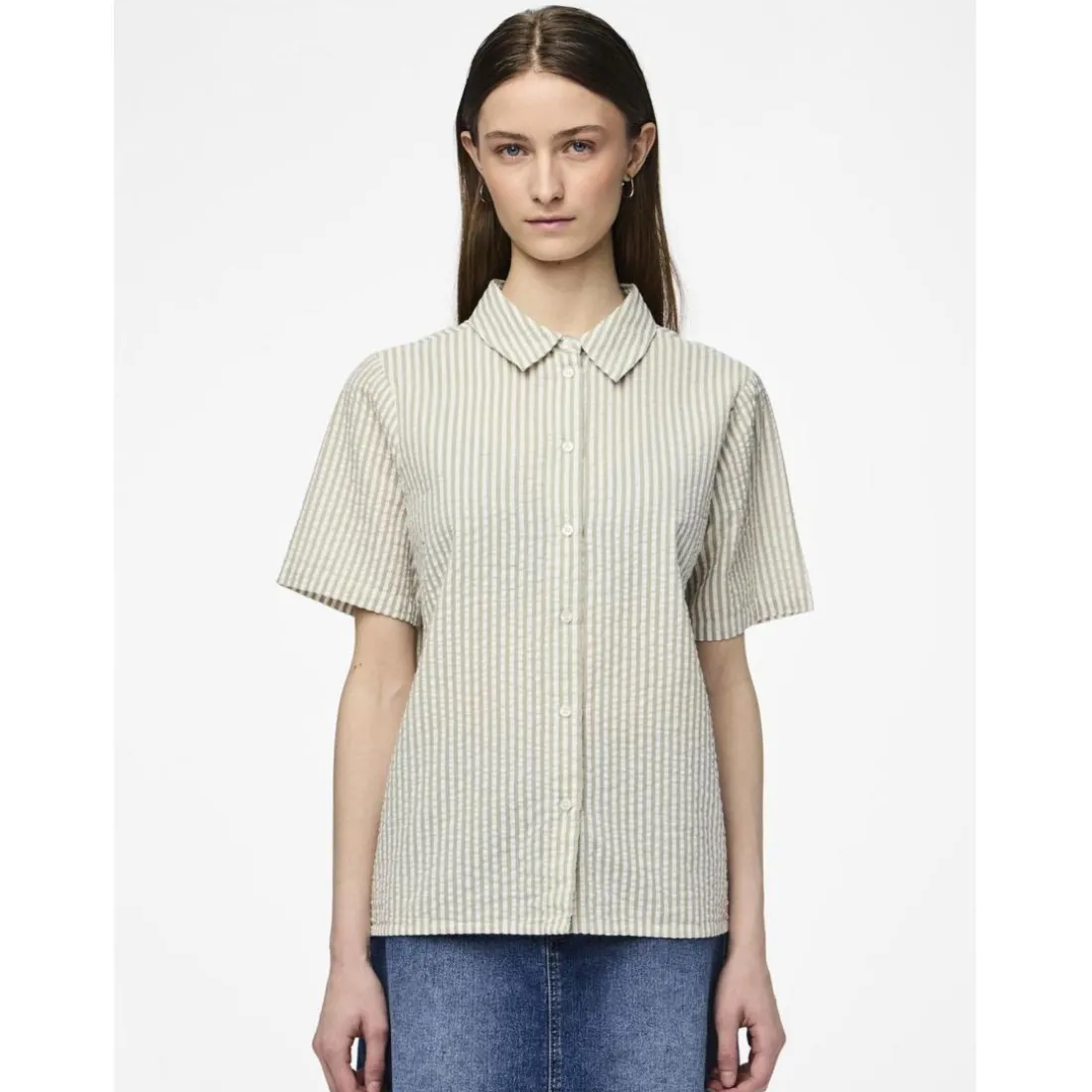 Chemise manches courtes Sally vert en coton Bella