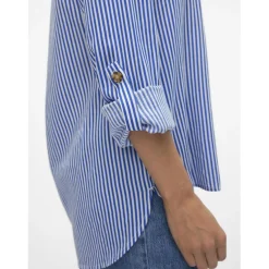 Chemise manches longues à rayures bleu en viscose Isa