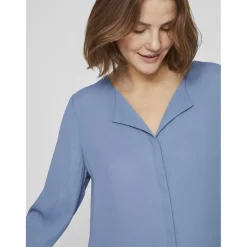 Chemise manches longues bleu Ana
