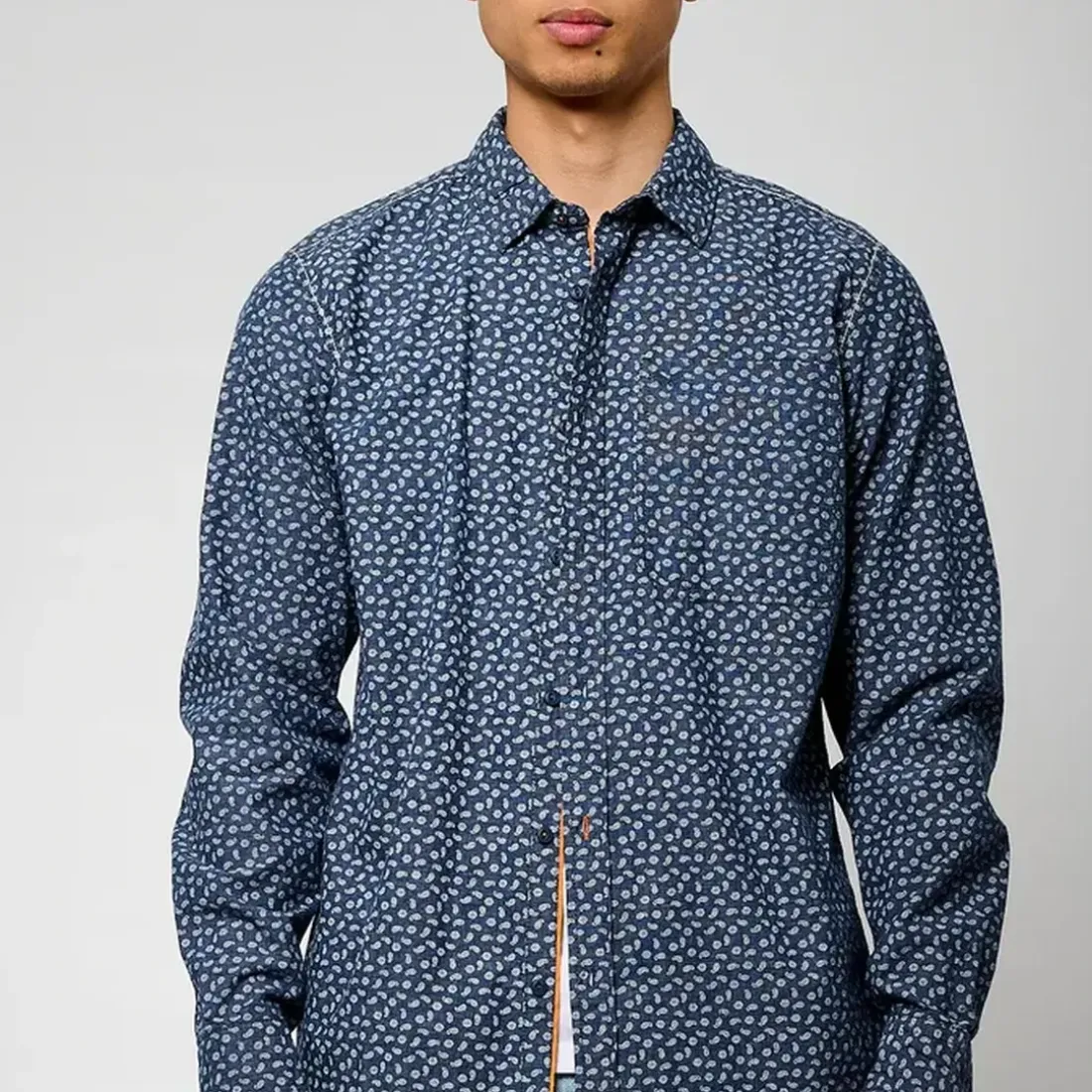 Chemise Manches Longues en coton BALEY bleu marine