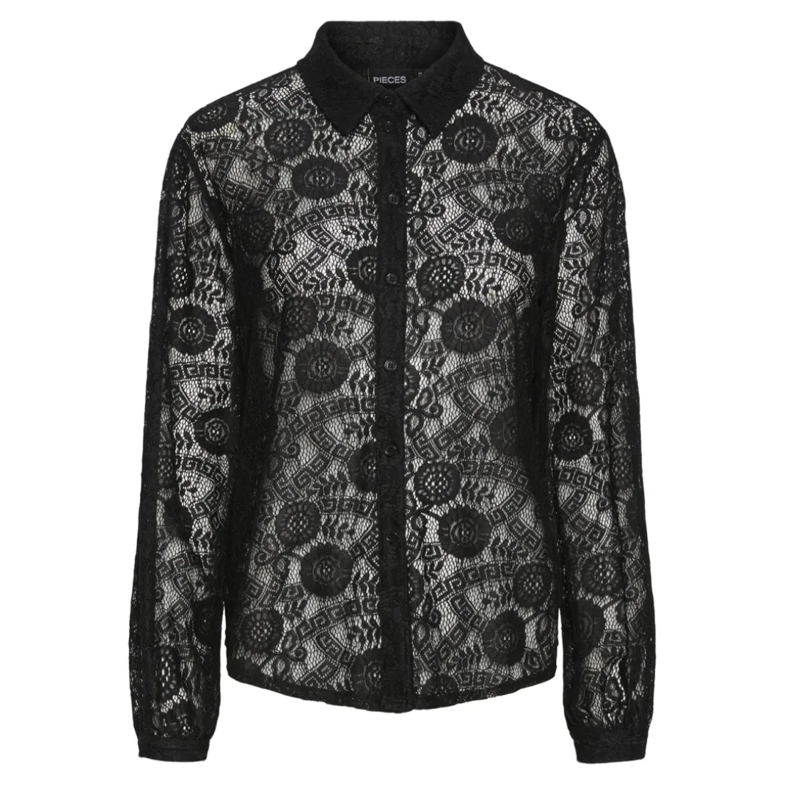 Chemise manches longues en dentelle Colline noir Clio