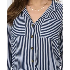 Chemise Rayures Col chemise Manches longues vert bleu en viscose