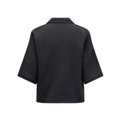 Chemise regular fit col boutonné manches courtes noir en coton bio Julia