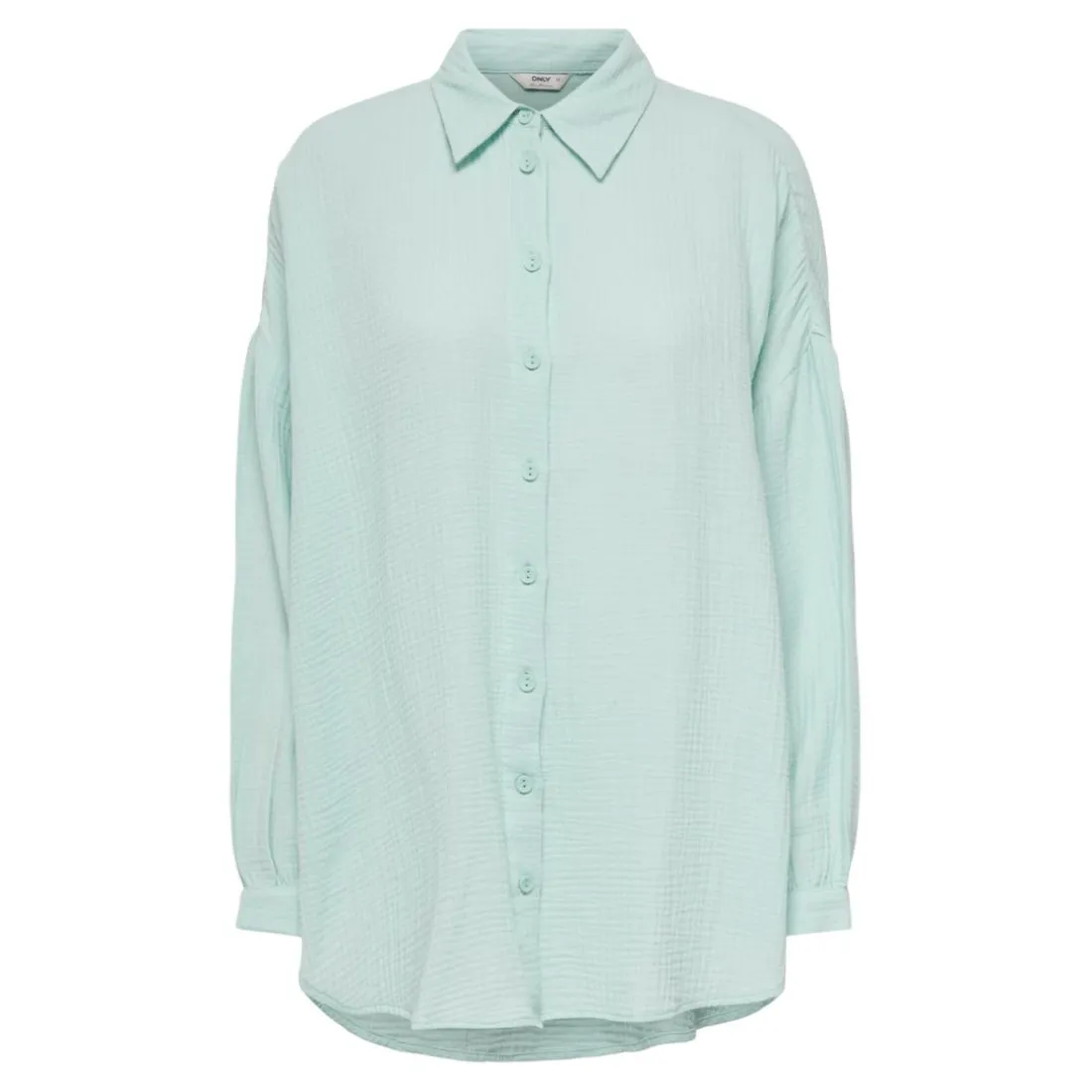 Chemise regular fit col chemise manches longues turquoise en coton bio Rhea