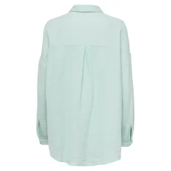 Chemise regular fit col chemise manches longues turquoise en coton bio Rhea
