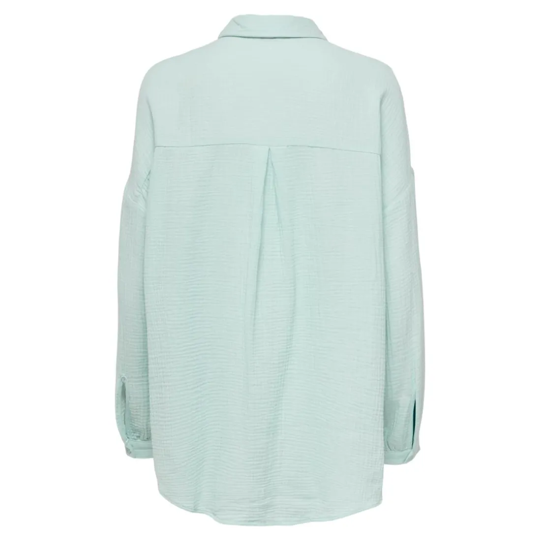 Chemise regular fit col chemise manches longues turquoise en coton bio Rhea