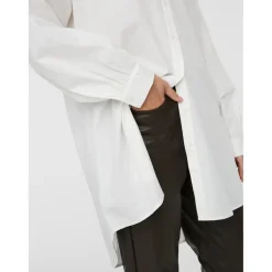 Chemise Regular Fit Col chemise Manches longues Extra long blanc en coton