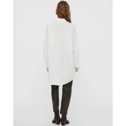 Chemise Regular Fit Col chemise Manches longues Extra long blanc en coton