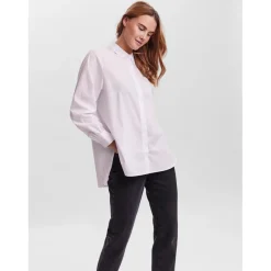 Chemise Regular Fit Col chemise Manches longues Oversize blanc