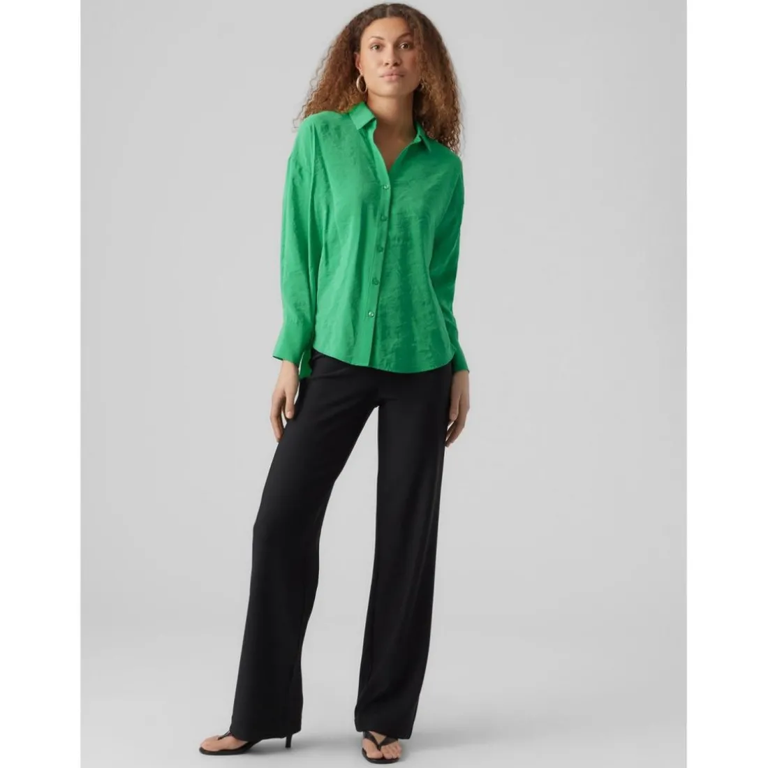 Chemise Regular Fit Col chemise Manches longues Oversize vert Olia