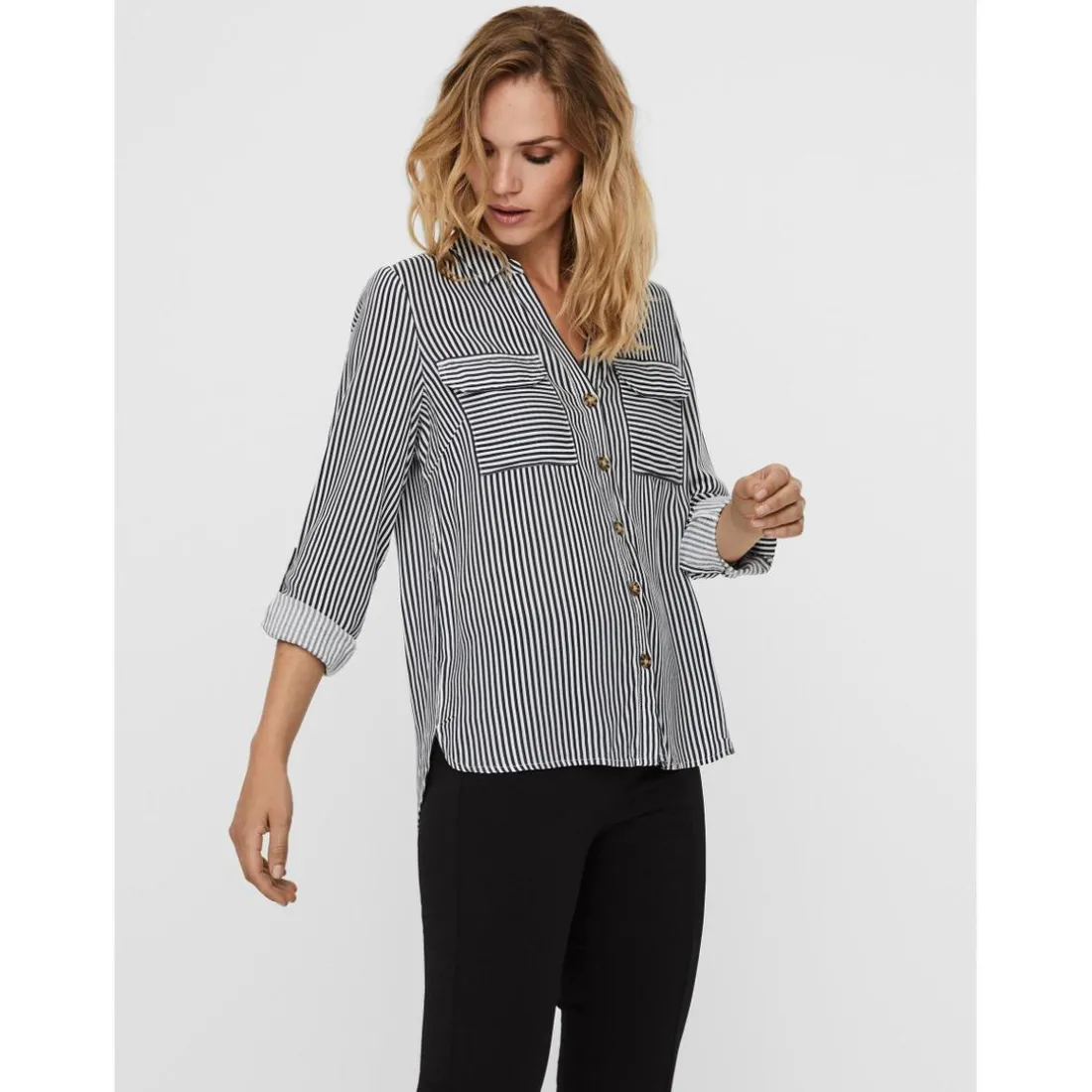 Chemise Regular Fit Rayures Col chemise Manches longues blanc