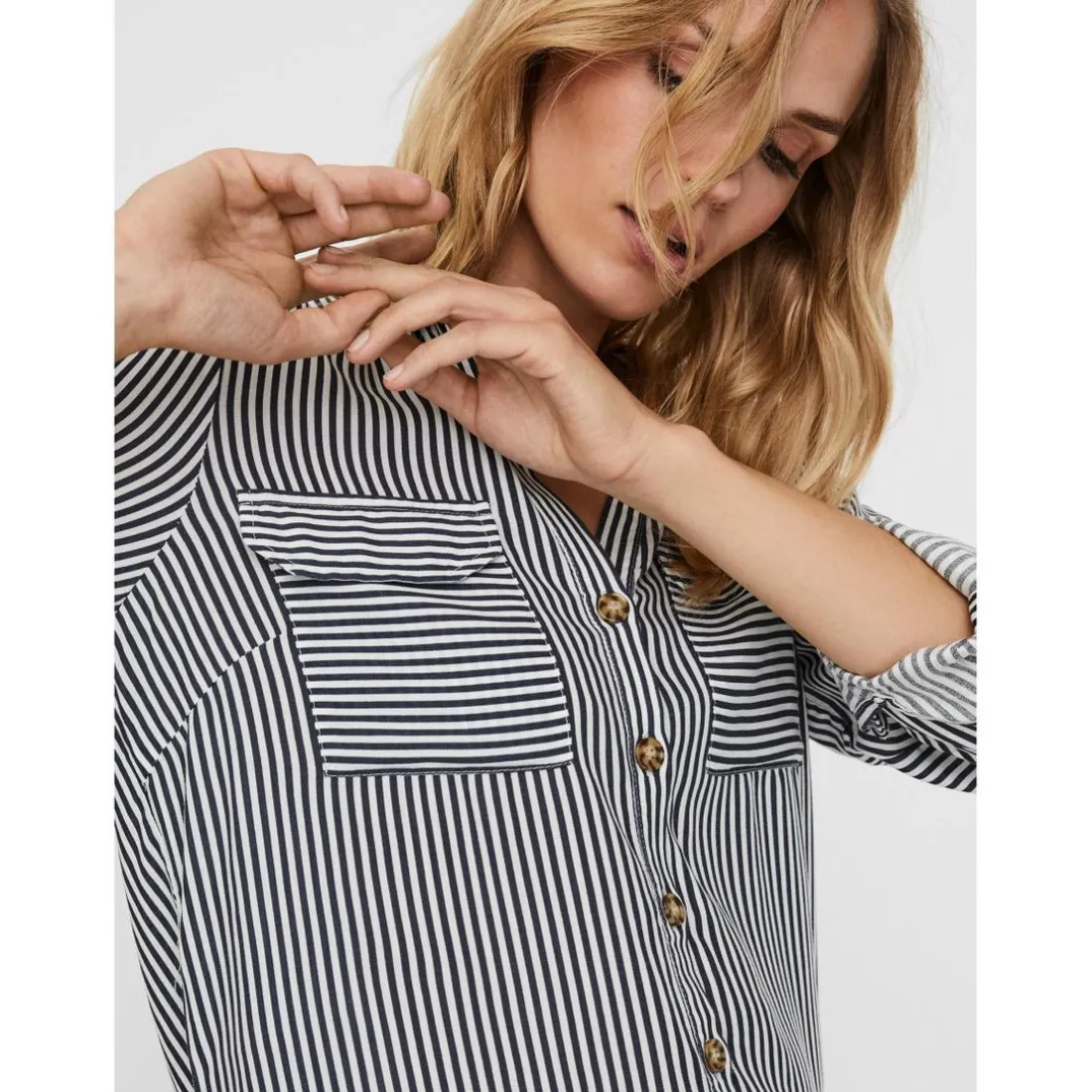 Chemise Regular Fit Rayures Col chemise Manches longues blanc