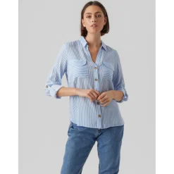 Chemise Regular Fit Rayures Col chemise Manches longues Longueur regular blanc en viscose Maëlys