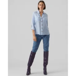 Chemise Regular Fit Rayures Col chemise Manches longues Longueur regular blanc en viscose Maëlys