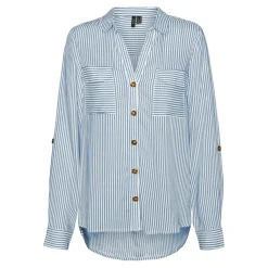 Chemise Regular Fit Rayures Col chemise Manches longues Longueur regular blanc en viscose Maëlys