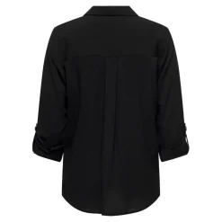 Chemise standard fit col chemise manches longues noir en viscose Noémie