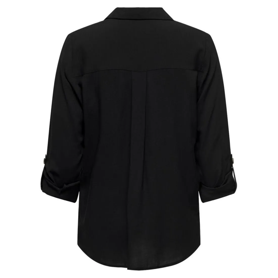 Chemise standard fit col chemise manches longues noir en viscose Noémie