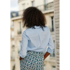 Chemisier CARLI ciel en coton
