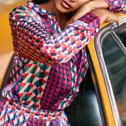 Chemisier CHANICE patch geo violet en viscose