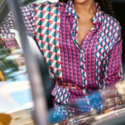 Chemisier CHANICE patch geo violet en viscose