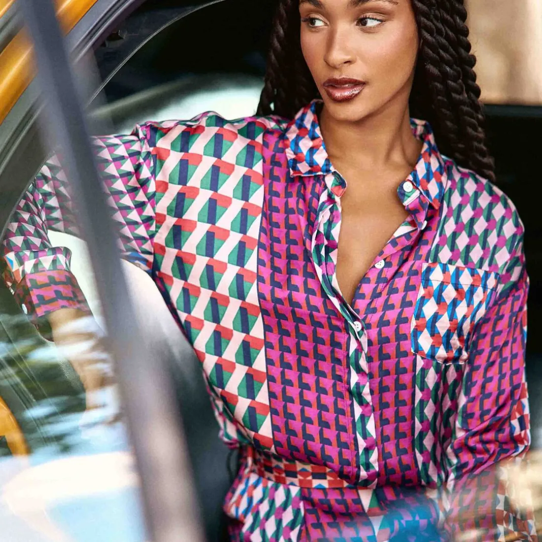Chemisier CHANICE patch geo violet en viscose