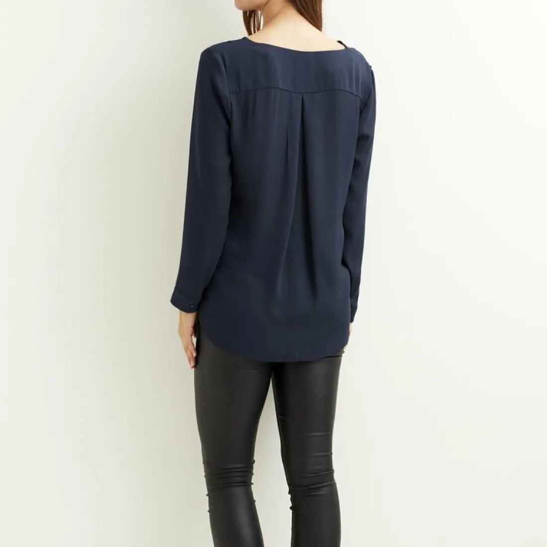 Chemisier manches longues femme Vila - Bleu Marine